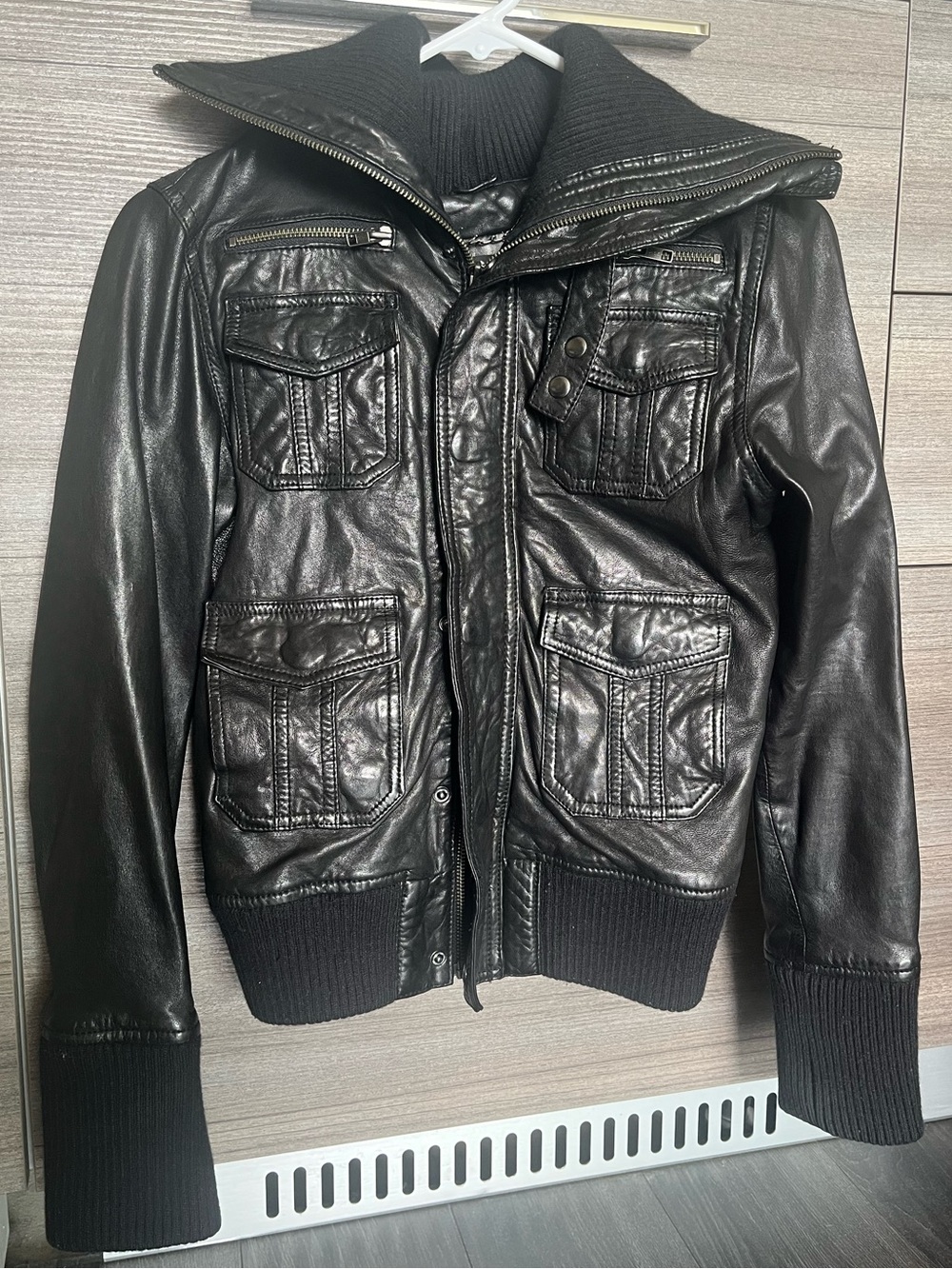 Line Black Moto Leather Jacket